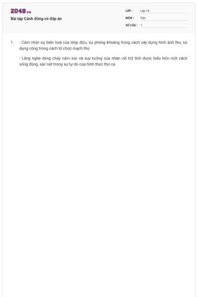 Bài tập Cánh đồng có đáp án