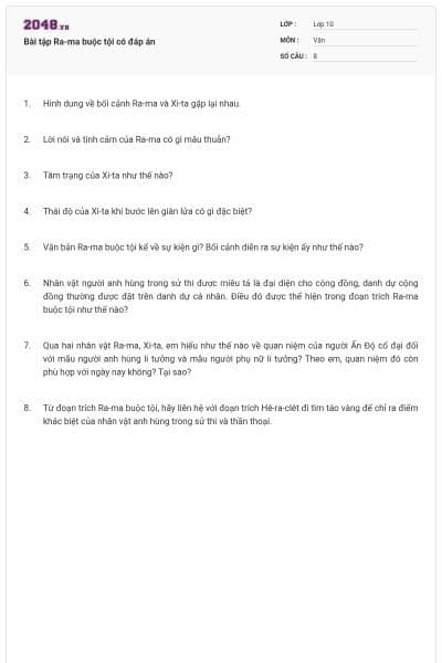 Bài tập Ra-ma buộc tội có đáp án