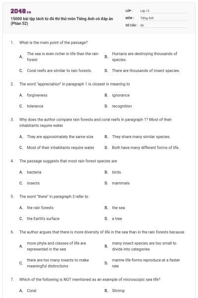 15000 bài tập tách từ đề thi thử môn Tiếng Anh có đáp án (Phần 52)