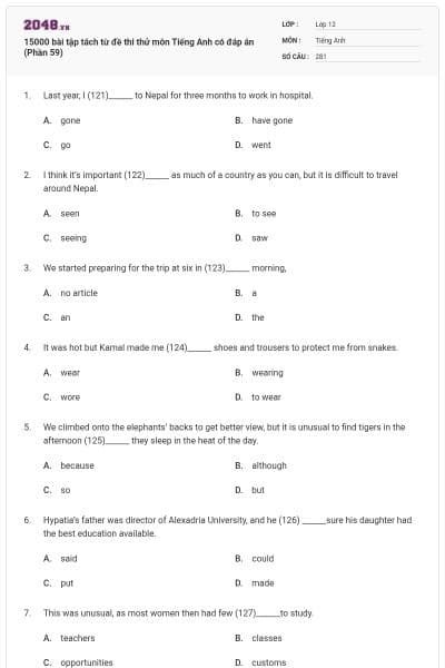 15000 bài tập tách từ đề thi thử môn Tiếng Anh có đáp án (Phần 59)