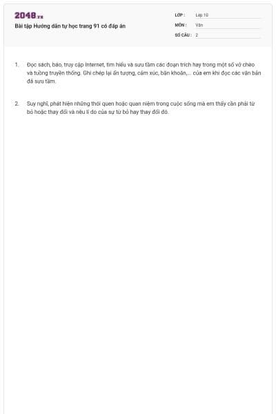 Bài tập Hướng dẫn tự học trang 91 có đáp án