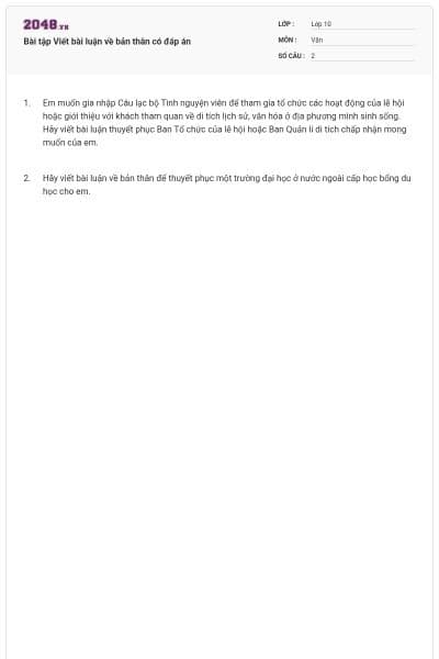 Bài tập Viết bài luận về bản thân có đáp án