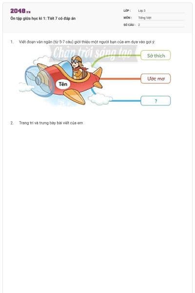 Ôn tập giữa học kì 1: Tiết 7 có đáp án