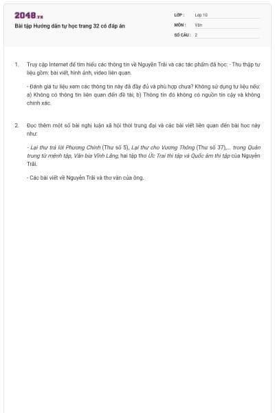 Bài tập Hướng dẫn tự học trang 32 có đáp án