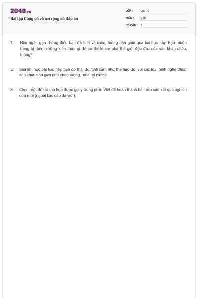 Bài tập Củng cố và mở rộng có đáp án