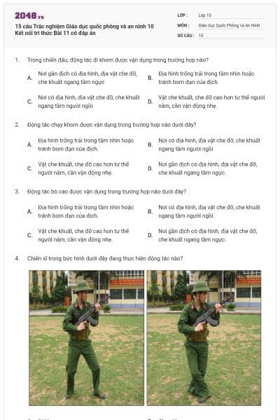 15 câu Trắc nghiệm Giáo dục quốc phòng và an ninh 10 Kết nối tri thức Bài 11 có đáp án