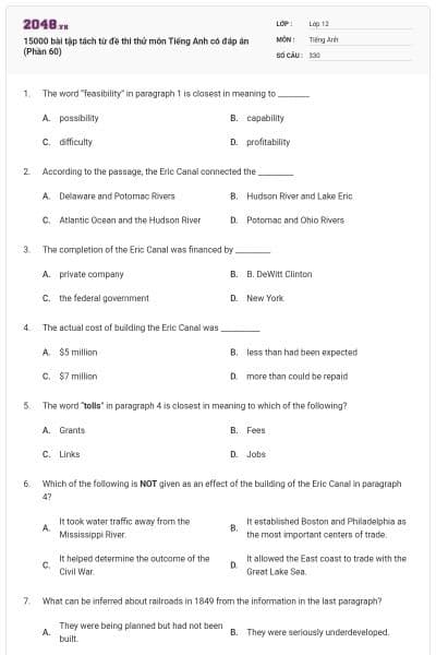 15000 bài tập tách từ đề thi thử môn Tiếng Anh có đáp án (Phần 60)