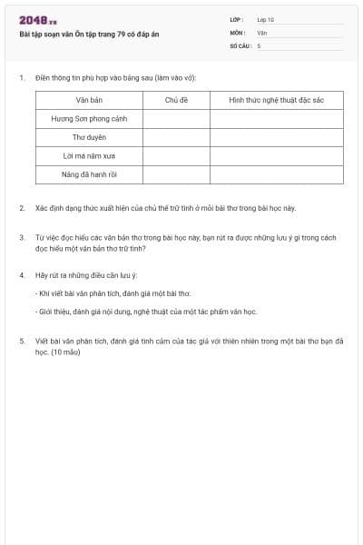 Bài tập soạn văn Ôn tập trang 79 có đáp án