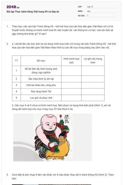 Bài tập Thực hành tiếng Việt trang 90 có đáp án