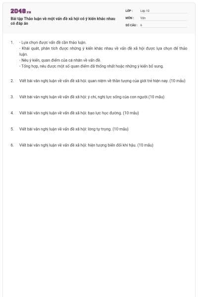 Bài tập Thảo luận về một vấn đề xã hội có ý kiến khác nhau có đáp án
