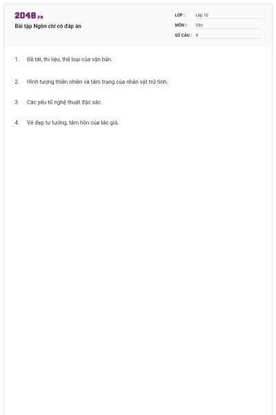 Bài tập Ngôn chí có đáp án