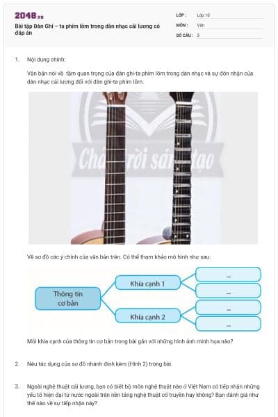 Bài tập Đàn Ghi – ta phím lõm trong dàn nhạc cải lương có đáp án