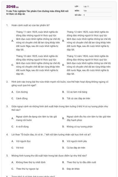 9 câu Trắc nghiệm Tác phẩm Con đường màu đông Kết nối tri thức có đáp án