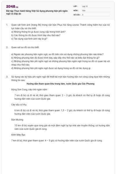 Bài tập Thực hành tiếng Việt Sử dụng phương tiện phi ngôn ngữ có đáp án