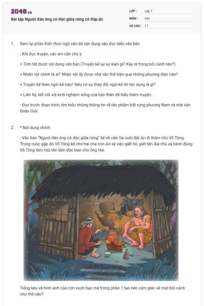 Bài tập Người đàn ông cô độc giữa rừng có đáp án