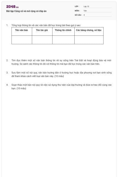 Bài tập Củng cố và mở rộng có đáp án