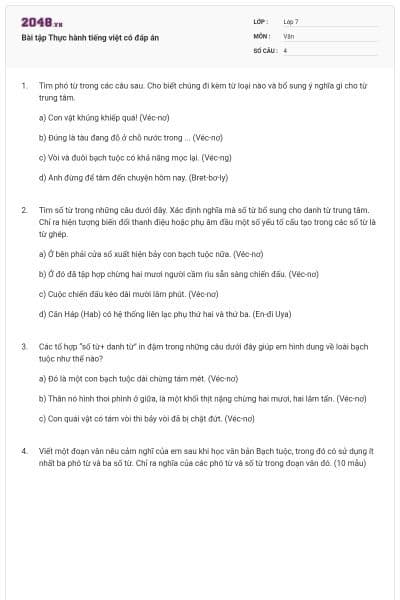 Bài tập Thực hành tiếng việt có đáp án