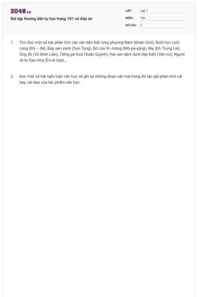 Bài tập Hướng dẫn tự học trang 101 có đáp án