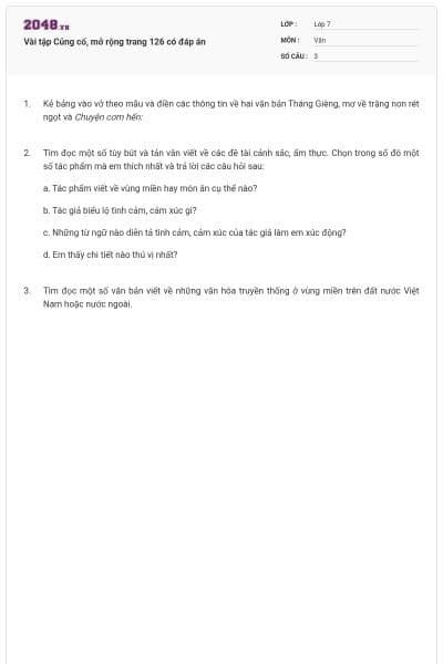 Vài tập Củng cố, mở rộng trang 126 có đáp án