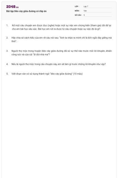 Bài tập Đẽo cày giữa đường có đáp án