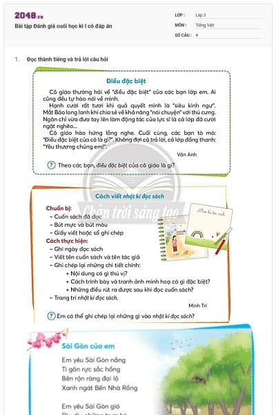 Bài tập Đánh giá cuối học kì I có đáp án