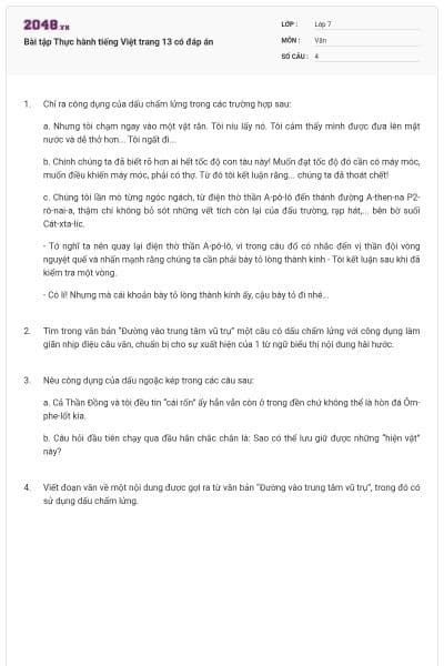 Bài tập Thực hành tiếng Việt trang 13 có đáp án