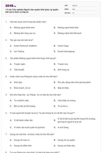 14 câu Trắc nghiệm Người cầm quyền khôi phục uy quyền Kết nối tri thức có đáp án