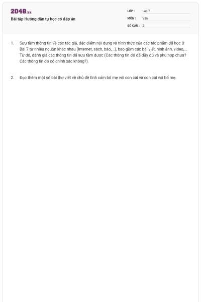 Bài tập Hướng dẫn tự học có đáp án