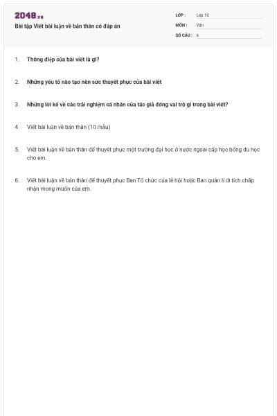 Bài tập Viết bài luận về bản thân có đáp án