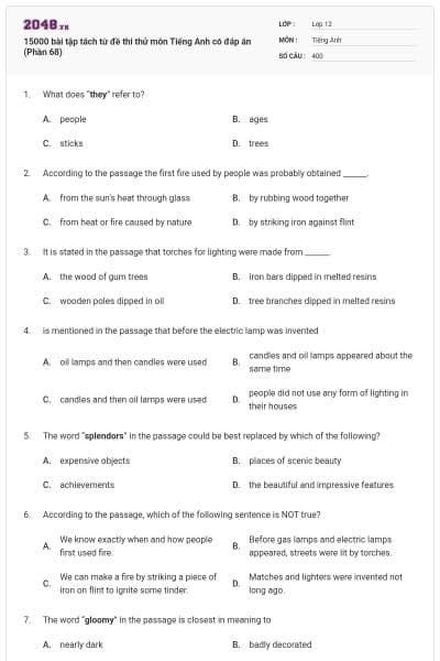 15000 bài tập tách từ đề thi thử môn Tiếng Anh có đáp án (Phần 68)