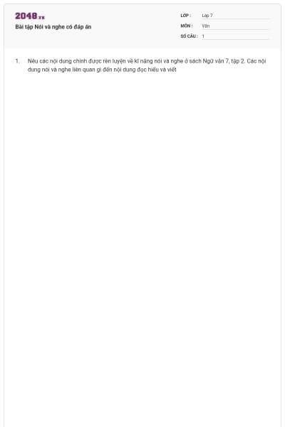 Bài tập Nói và nghe có đáp án