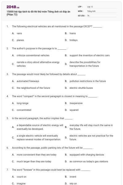 15000 bài tập tách từ đề thi thử môn Tiếng Anh có đáp án (Phần 72)