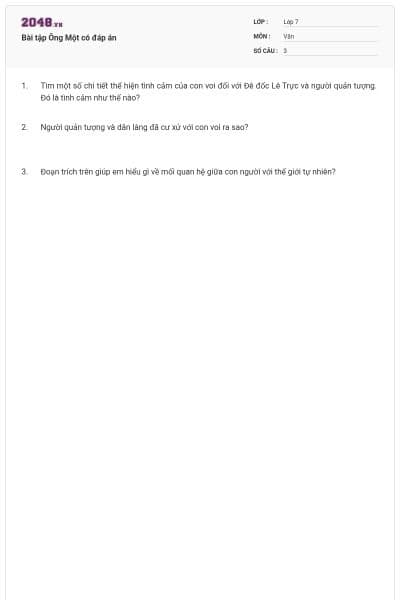 Bài tập Ông Một có đáp án