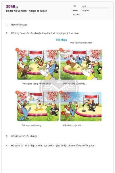 Bài tập Nói và nghe: Thi nhạc có đáp án