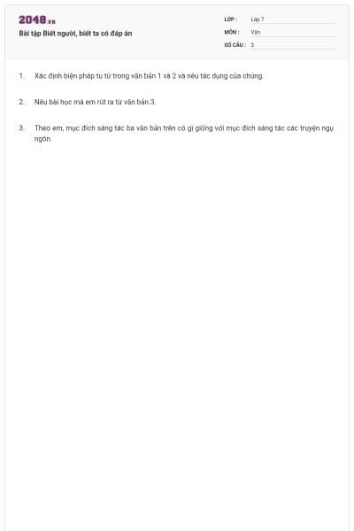 Bài tập Biết người, biết ta có đáp án