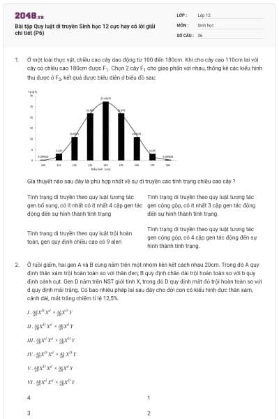 Bài tập Quy luật di truyền Sinh học 12 cực hay có lời giải chi tiết (P6)