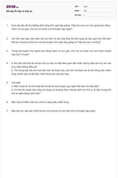 Bài tập Ôn tập có đáp án