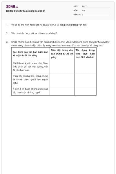 Bài tập Đừng từ bỏ cố gắng có đáp án