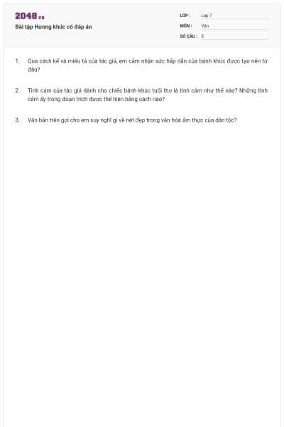 Bài tập Hương khúc có đáp án