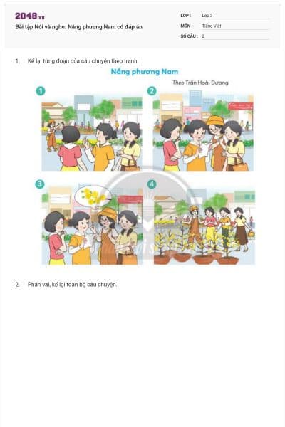 Bài tập Nói và nghe: Nắng phương Nam có đáp án