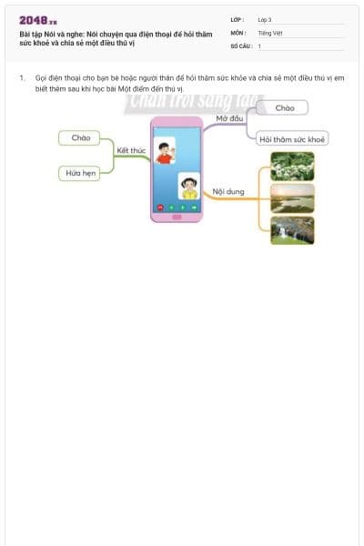 Bài tập Nói và nghe: Nói chuyện qua điện thoại để hỏi thăm sức khoẻ và chia sẻ một điều thú vị