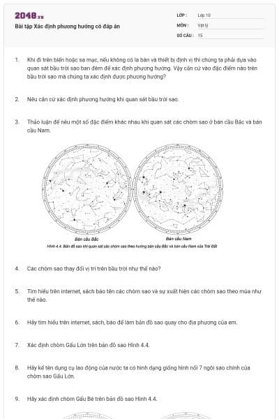 Bài tập Xác định phương hướng có đáp án