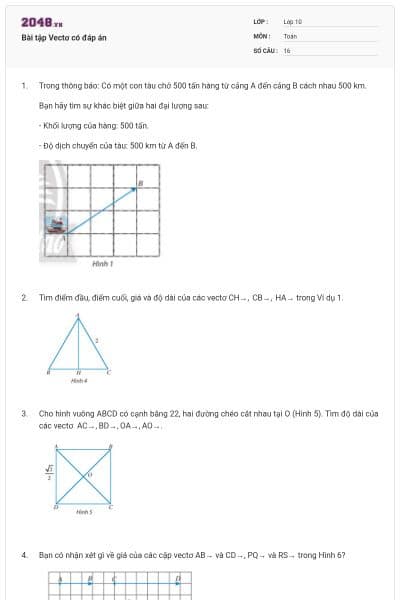 Bài tập Vectơ có đáp án