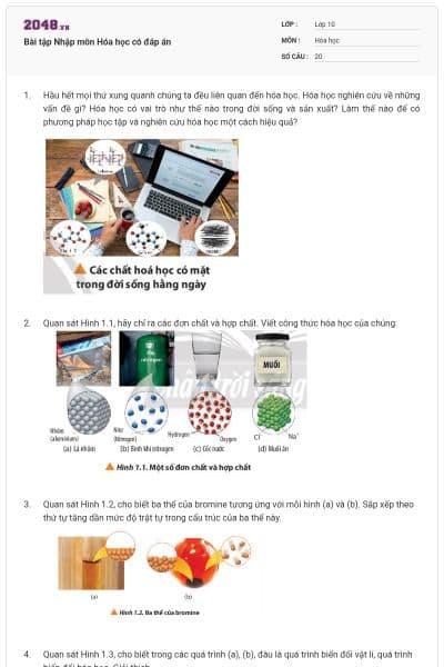 Bài tập Nhập môn Hóa học có đáp án
