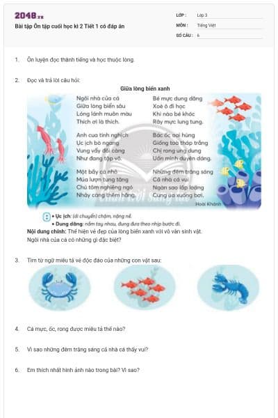 Bài tập Ôn tập cuối học kì 2 Tiết 1 có đáp án