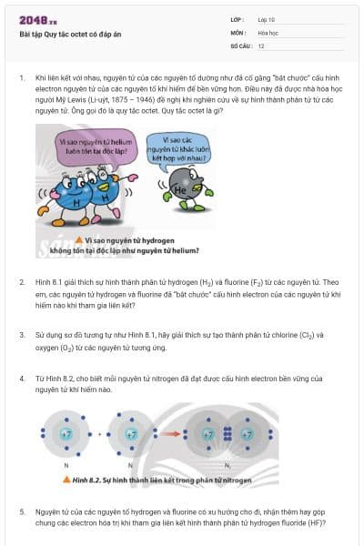 Bài tập Quy tắc octet có đáp án