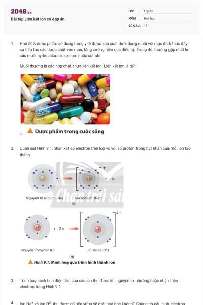 Bài tập Liên kết ion có đáp án