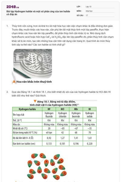 Bài tập Hydrogen halide và một số phản ứng của ion halide có đáp án