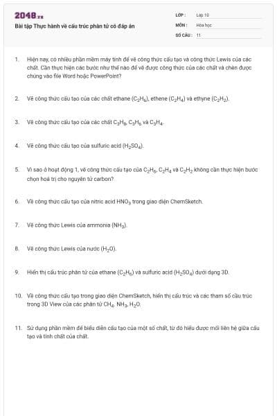 Bài tập Thực hành về cấu trúc phân tử có đáp án