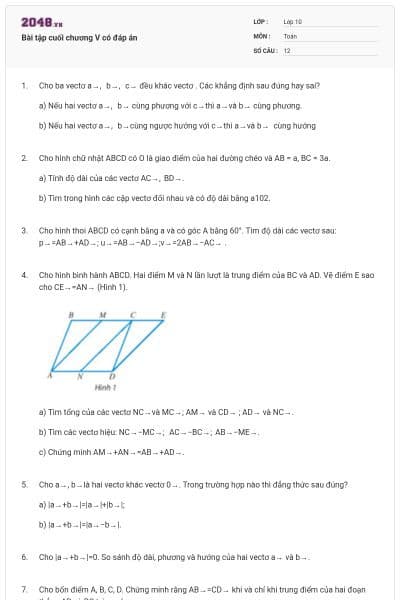 Bài tập cuối chương V có đáp án
